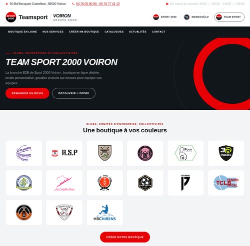 Site internet Team Sport 2000 Voiron